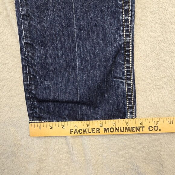 MEK Jeans Womens Size 29x32 Baltimore Denim Boot Cut Distressed Faded Whiskers - Picture 7 of 13